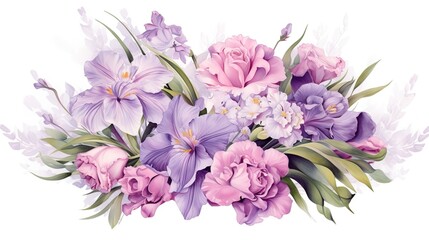 Festive floral arrangement in pastel colors Purple, generative ai