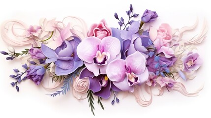 Festive floral arrangement in pastel colors Purple, generative ai