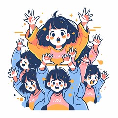 Illustration of children celebrating Chinese New Year