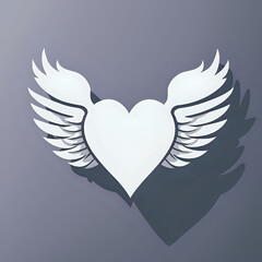 Fototapeta premium angel wings with heart or heart with wings or winged heart icon or heart with wings or heart and wings. love eith wings or loves and wing