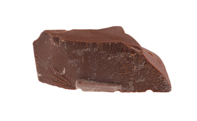 Piece of tasty milk chocolate isolated on white