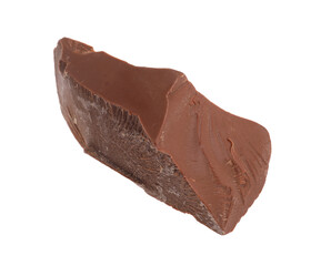 Piece of tasty milk chocolate isolated on white