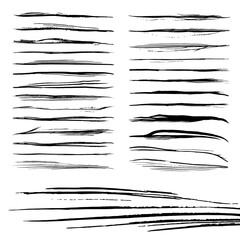 Set of brush strokes - thin lines - obrazy, fototapety, plakaty