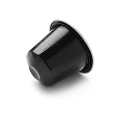 One plastic coffee capsule isolated on white