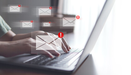 Email alert concept, notification email, Digital newsletter, spam mail, Email information. 