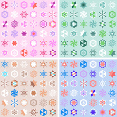 gemoetric hexagonal snowflakes pattern - 4 colour variants
