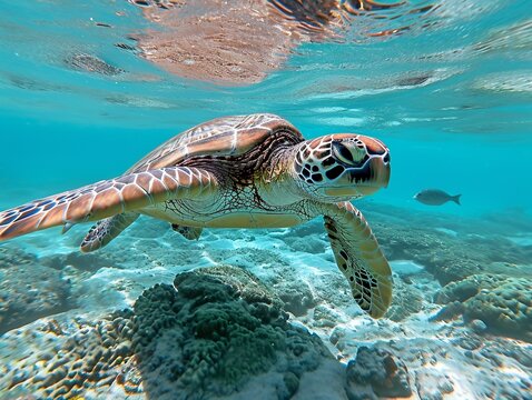 Turtle on reef.