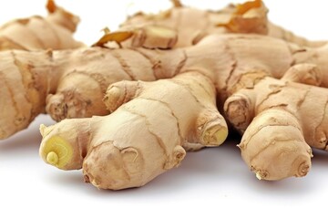 Fototapeta premium fresh ginger root isolated on white background