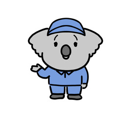 案内をする作業着姿のコアラのキャラクター