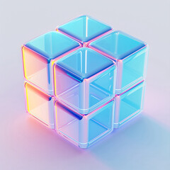 Data crystal rubik's cube, technology background concept illustration