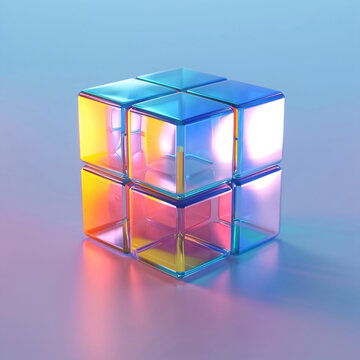 Data crystal rubik's cube, technology background concept illustration