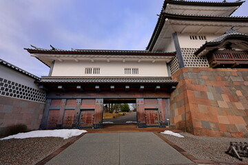 Kanazawa Castle Park a restoration castle situated at Marunouchi, Kanazawa, Ishikawa, Japan