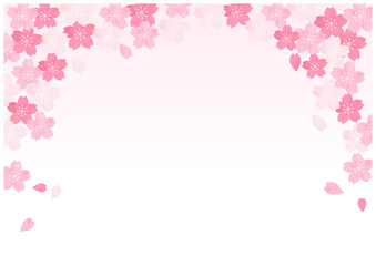 桜の花の舞う春の美しい桜フレーム背景8グラデーション