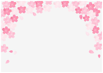 桜の花の舞う春の美しい桜フレーム背景8薄色