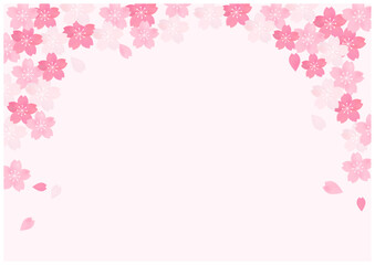 桜の花の舞う春の美しい桜フレーム背景8桜色