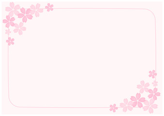 桜の花の舞う春の美しい桜フレーム背景7桜色