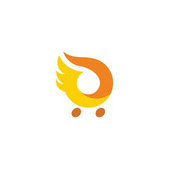 chick bird shopping cart logo vector