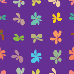 colorful doodle flowers seamless pattern vector