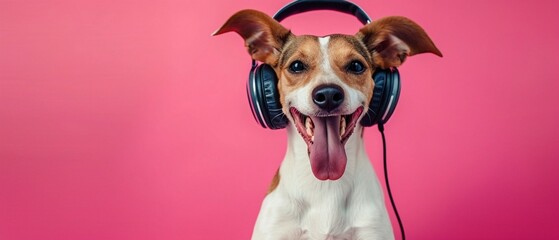 Grooving to the Beat - A Joyful Dog Enjoys Music.