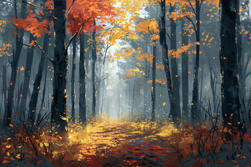 Spring forest scene illustration, Beginning of Spring solar term concept illustration