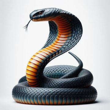 Egyptian cobra (Naja haje legionis), poisonous snake, viper, reptile, Cobra egipcia, serpiente venenosa, v&iacute;bora, reptil, isolated on White background