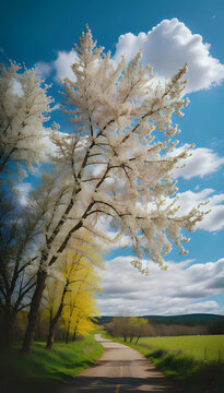 Spring landscape shine, vertical background image for cellphone, mobile phone, ios, androd, instagram	