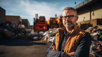 Waste Management Professional at Recycling Plant - obrazy, fototapety, plakaty