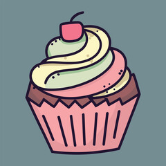 Cup cake illustration vector