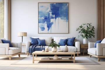 Living room with soft furnishings and an art canvas on the wall