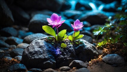 Purple flowers, neon