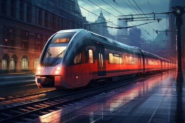 Fototapeta premium the train arrives at the station