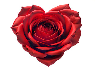 Valentine day 14 February.Red heart shape artificial rose isolated on white background with copy space.
