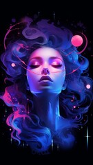 Face of the moon devil avatar girl AI Generated image