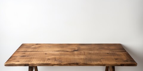 Old pine wood table displayed on white background.