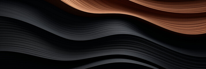Wooden Wave Pattern on Black Surface with 3D Effect