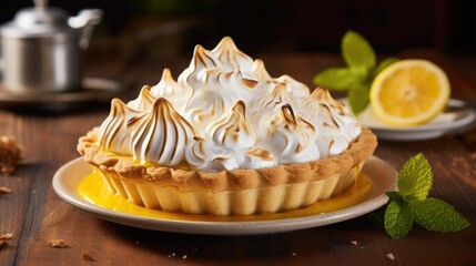 Ready to be shared and sad, individual portions of lemon meringue pie boast an impeccable presentation. The crust, a delicate concoction of ery goodness, cradles a vibrant lemon custard