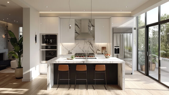 Fototapeta Modern kitchen design in a minimalist style.