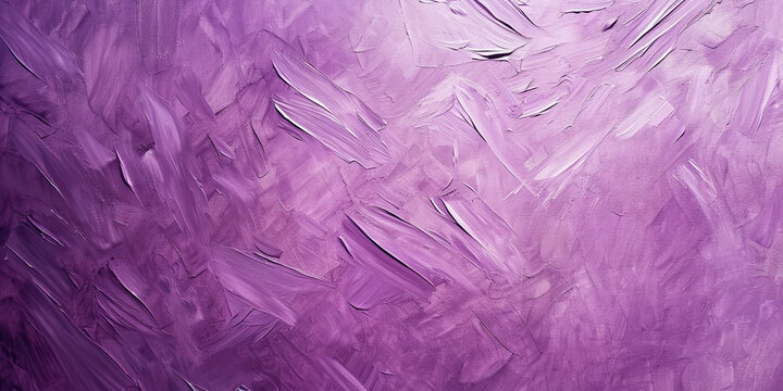 Oil paint strokes on wide canvas textured purple background decorating art painting illustration, generated ai	
