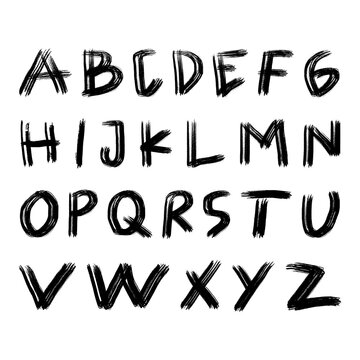 Alphabet Hand Drawn Brush Stroke Font. Its Eps File, Easy To Edit.