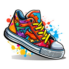 school shoes image design with PNG tranparent background. vector style school shoes illustration design for stickers, t-shirts and others. Generative Ai