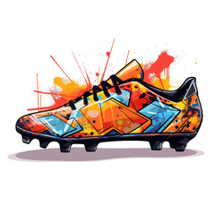 soccer shoes image design with PNG tranparent background. vector style soccer shoes illustration design for stickers, t-shirts and others. Generative Ai
