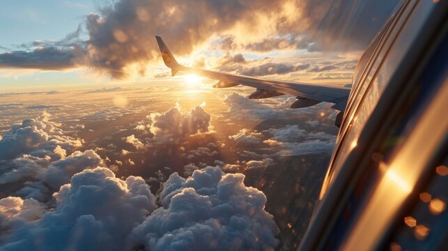 As the plane soars through the sky, the designer cabin curtains add a touch of comfort and style to the journey, with the everchanging clouds outside as a picturesque backdrop.