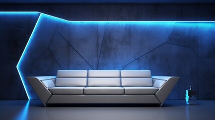 Generative AI Future technology interior space at night grey