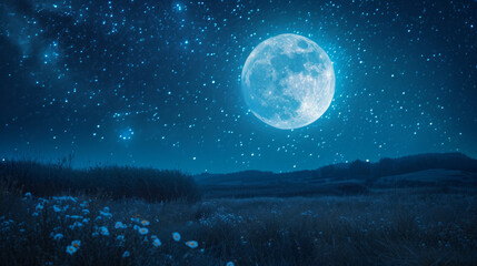 Fototapeta na wymiar Rising big moon. Beautiful view and detail of the moon.