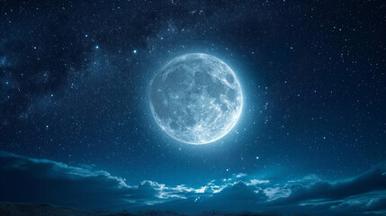 Fototapeta na wymiar Rising big moon. Beautiful view and detail of the moon.
