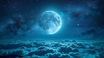 Naklejka na ściany i meble Rising big moon. Beautiful view and detail of the moon.