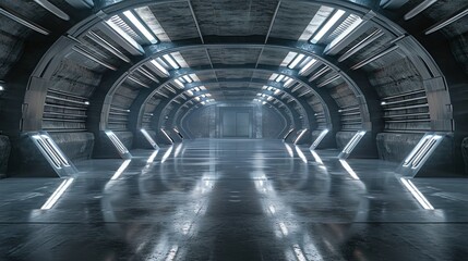 Futuristic Led Concrete Corridor