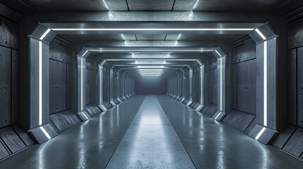 Futuristic Led Concrete Corridor