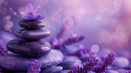 Obraz na płótnie Canvas Virtual yoga retreats with a lavender-inspired theme, providing online sessions for physical and mental well-being, digital lavender, yoga retreats, hd, with copy space
