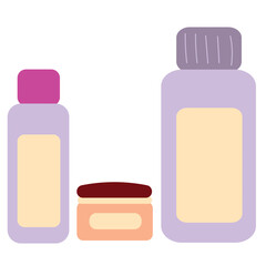 Various beauty skin care tools and treatments, skincare routine, moisturizer, sleeping mask, facial roller massager and scented candle, wellness and wellbeing concept, isolated vector illustrations